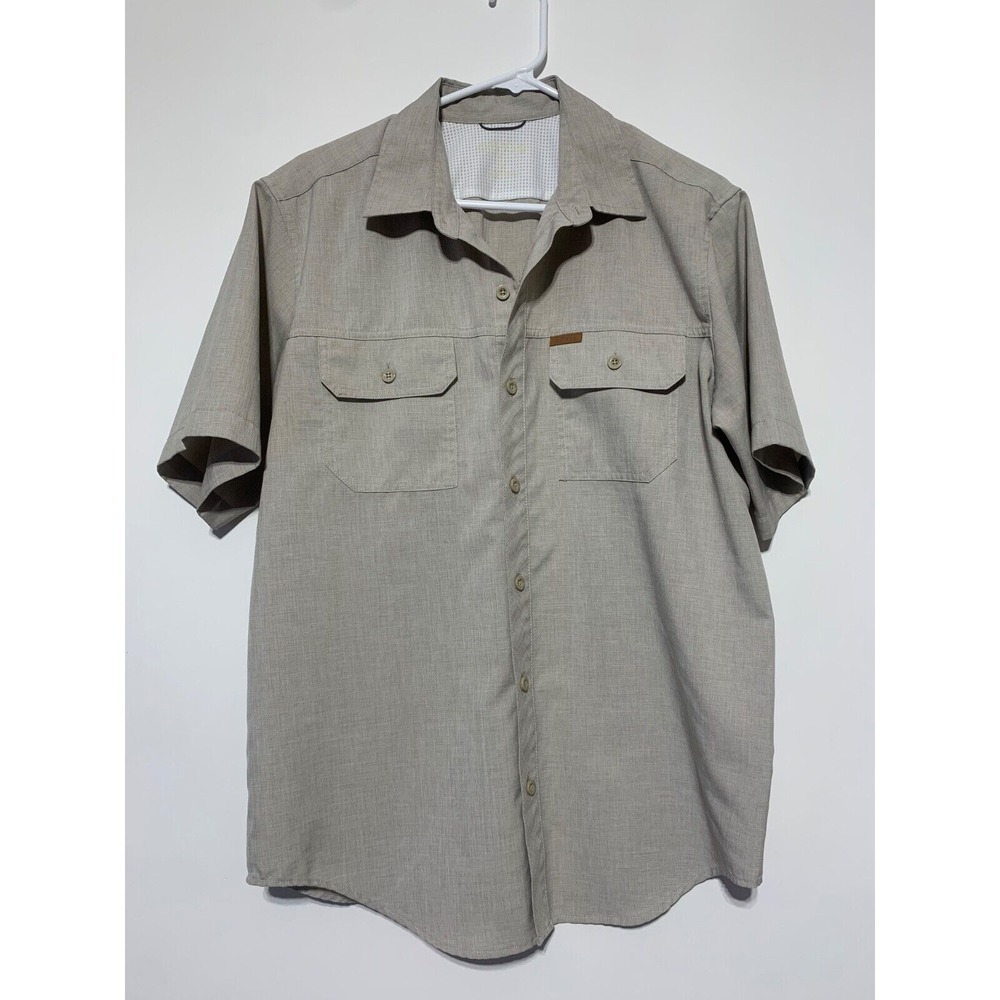 Orvis Men Size M Tan Classic Collection Short Sleeve Button Up Shirt